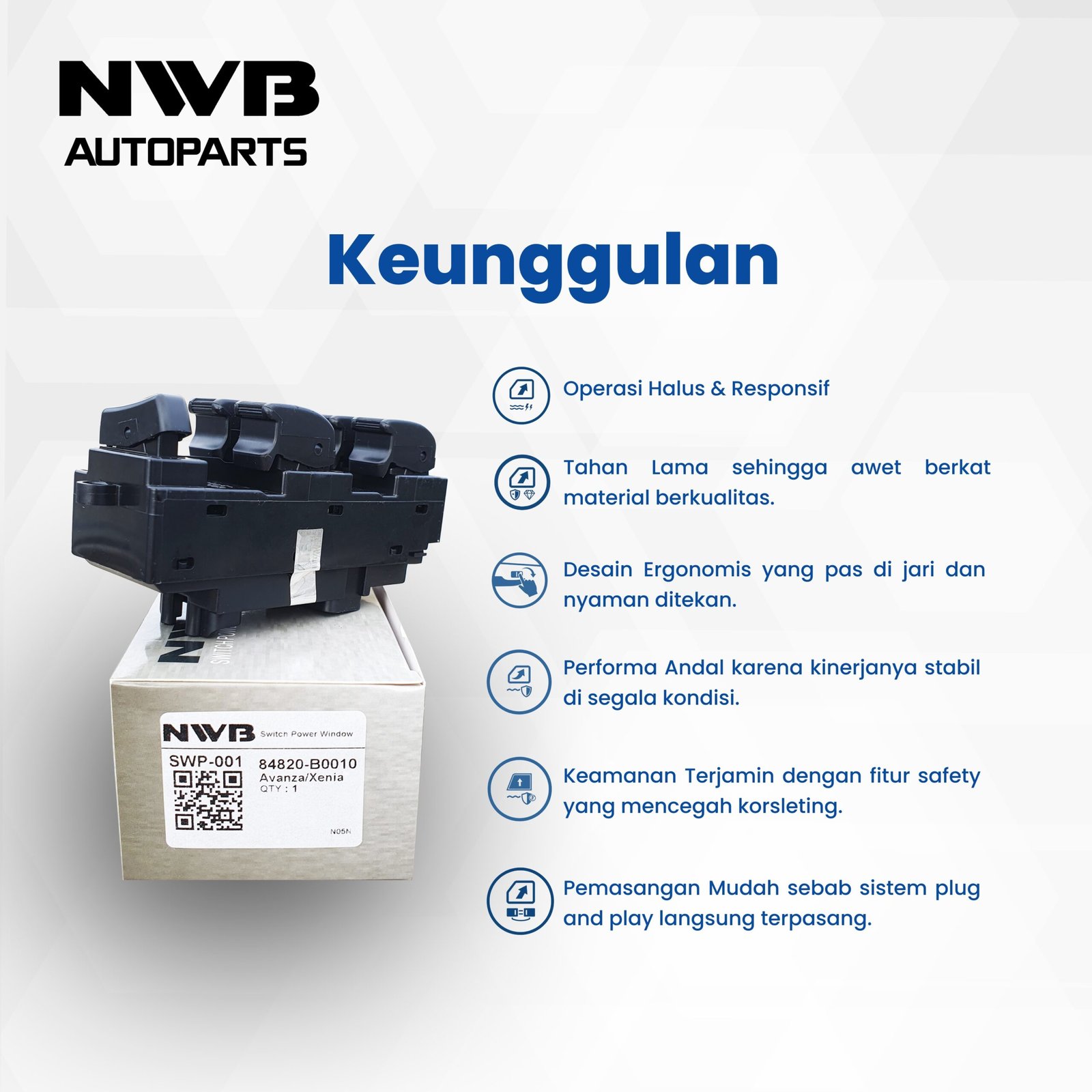 NWB Switch Power Window Saklar Mobil Toyota Avanza (SWP-001 | SIDE RH) - Image 4