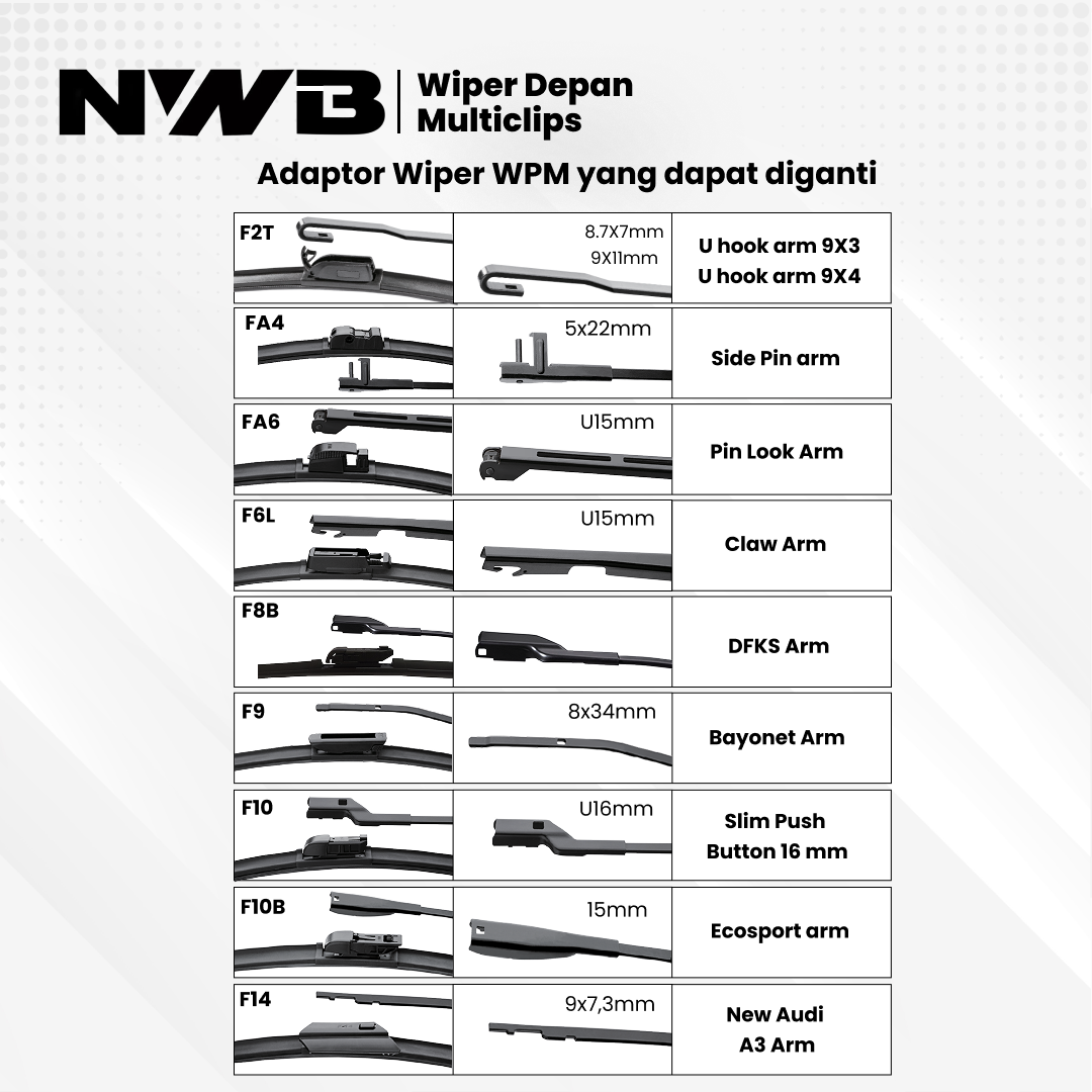 Wiper Mobil Multiclips Premium Toyota Camry 2011-2019 (WPM 26" & 18") - Image 3