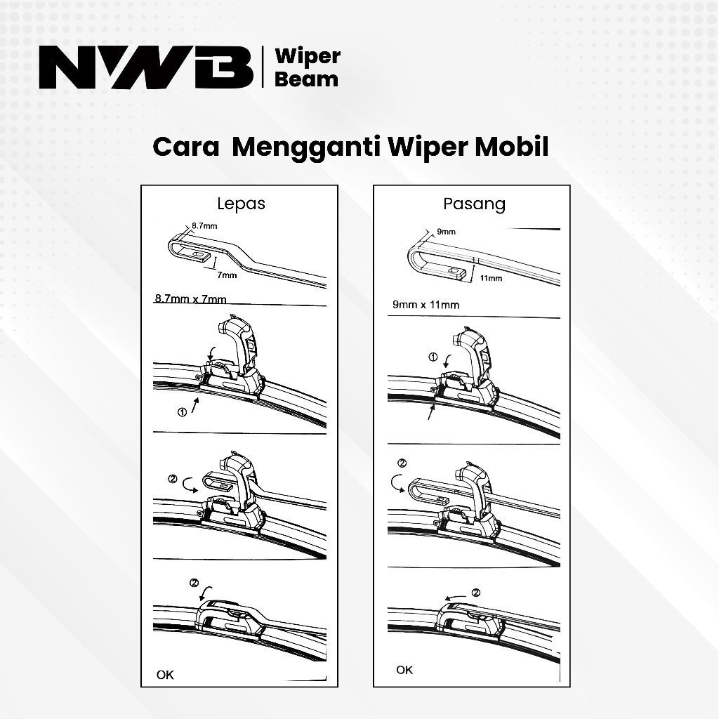Wiper Mobil Beam / Frameless Toyota Etios (WPB 26") - Image 3