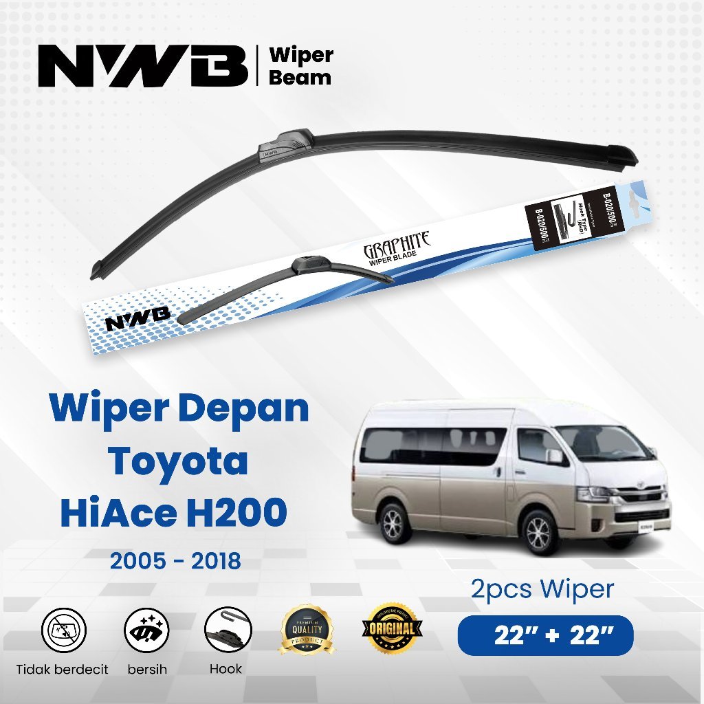 Wiper Mobil Beam / Frameless Toyota Hiace H200 2005-2018 (WPB 22" & 22")