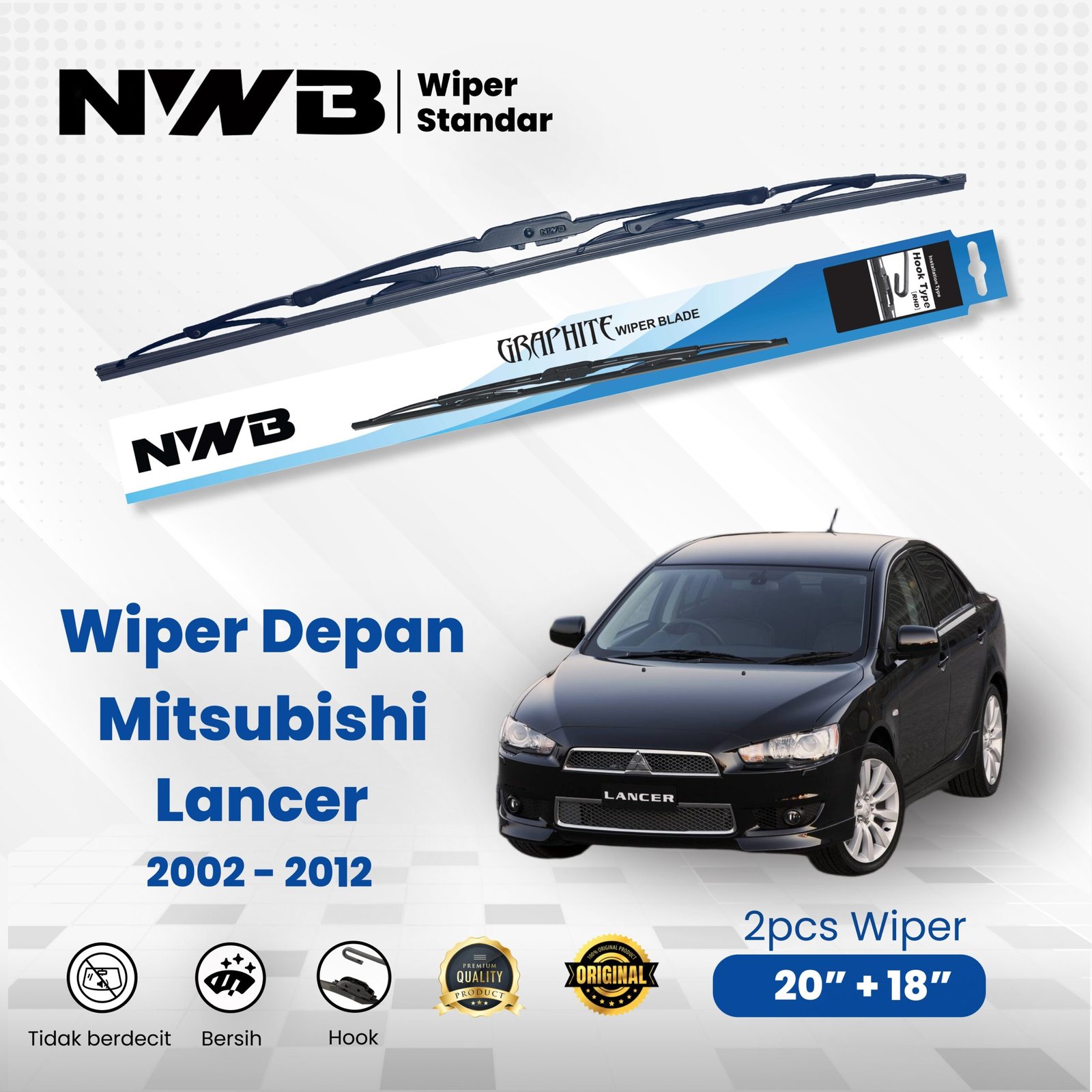 Wiper Mobil Standar Mitsubishi Lancer 2002 - 2012