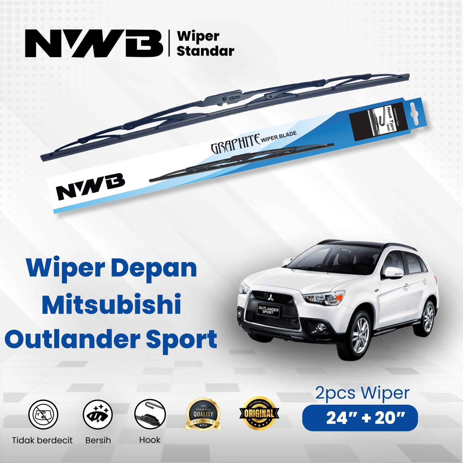 Wiper Mobil Standar Mitsubishi Outlander Sport