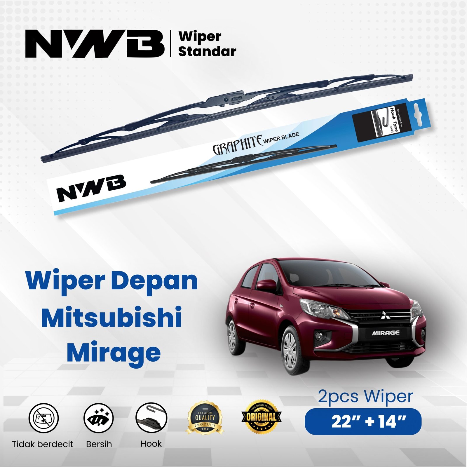 Wiper Mobil Standar Mitsubishi Mirage