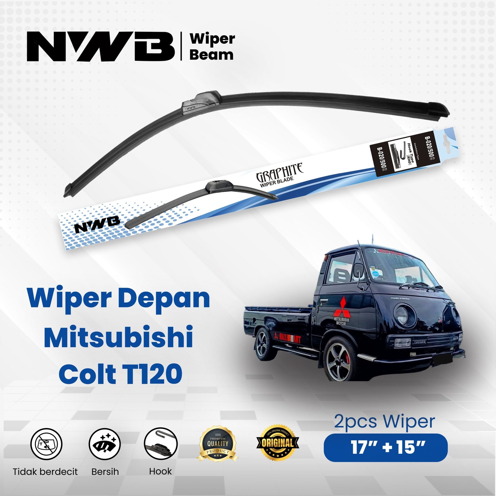 Wiper Mobil Beam/Frameless Mitsubishi Colt T120