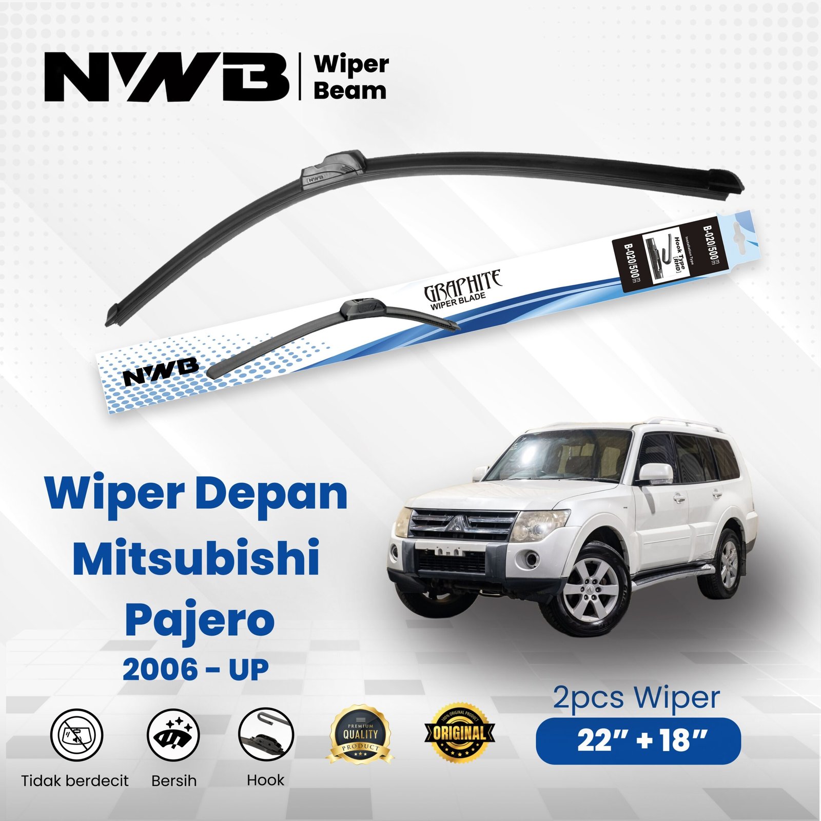 Wiper Mobil Beam/Frameless Mitsubishi Pajero 2006 - UP