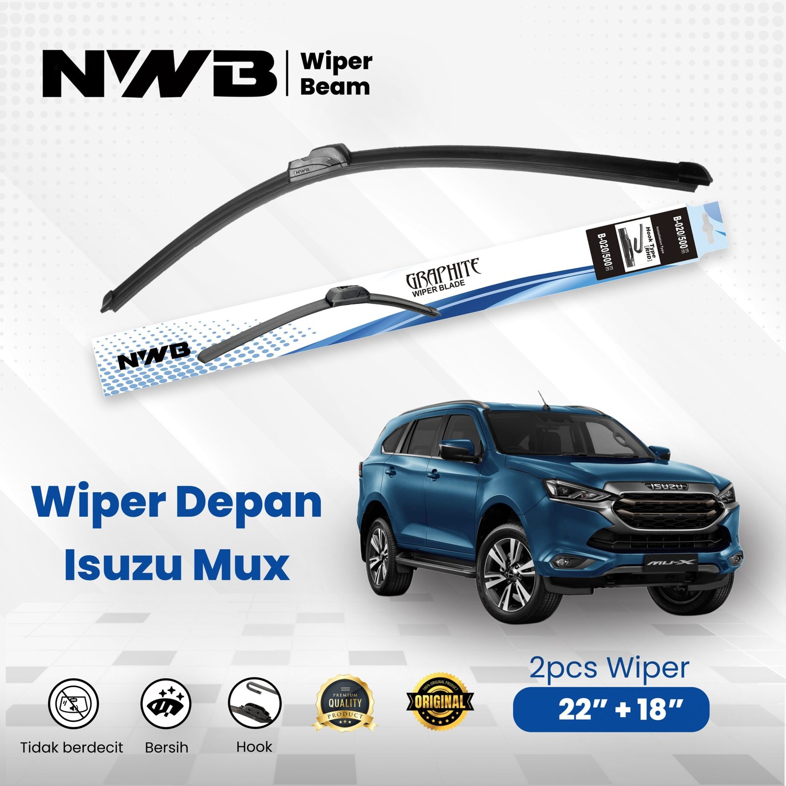 Wiper Mobil Beam/Frameless Isuzu Mux