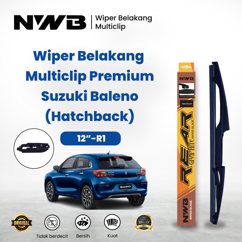 Wiper Belakang Multiclips Premium Suzuki Baleno (Hatchback) (NNB WRM 12"-R1)