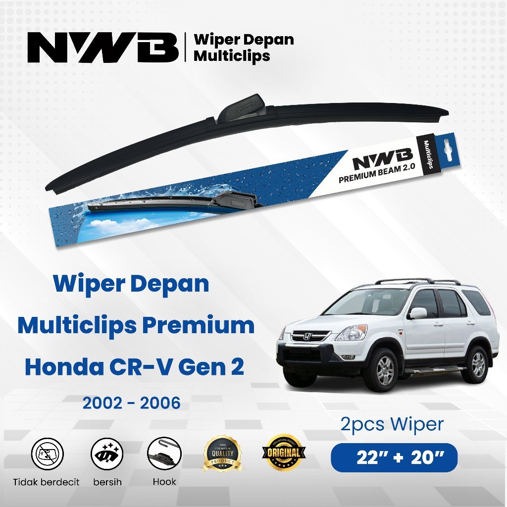 Wiper Mobil Multiclips Premium Honda CRV Gen 2 2002 - 2006 (NNB WPM 22" & 20")